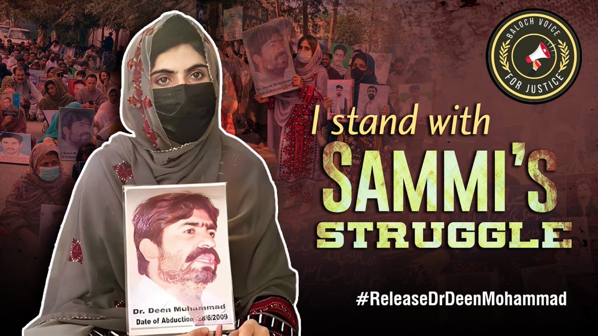 mmatalpur's tweet photo. #IstandWithSammi 
Sammi Deen has been striving incessantly for recovery of her father Dr. Deen Mohammad who was enforcedly disappeared by State agencies 15 years ago. 
She @SammiBaluch and her sister @Mehlab_Deen need our support in recovery of their father.
Stand up for her. https://t.co/Np9l7SAeTe