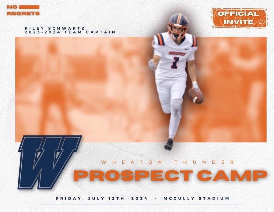 WheatonFB's tweet photo. 🚨2024 @WheatonFB Prospect Camp!  🚨

🗓️July 12
⏰1:00pm
🏟️McCully Stadium 
🔗https://t.co/waGuxffvj4

#LetsRoll #NoRegrets https://t.co/lORuHBHDlL