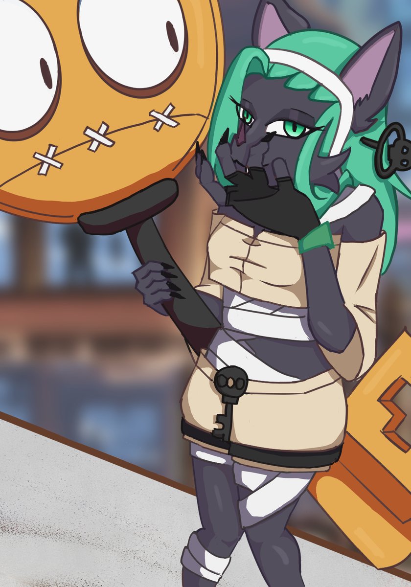 This is late af cause I got art blocked heavy for awhile there but I drew this after seeing <a href="/slumberdoq/">Slumberdoq</a> take on her. If you see this please keep drawing I love ur work its so fuckin cute!!!!
#furry #furryart #ABA