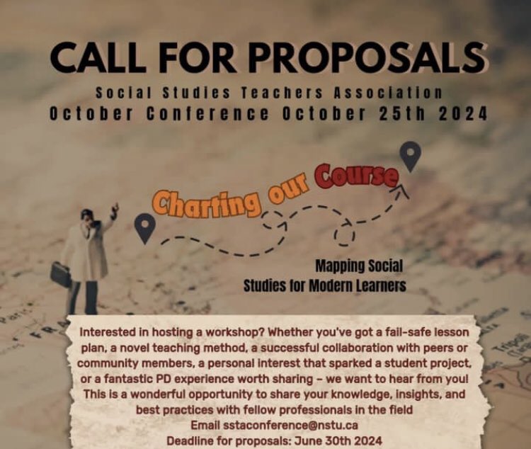 NSSSTA (@nsssta) on Twitter photo Conference 2024! Call for Proposals …. Join us and 300 teachers with your workshop and/or exhibit at the popular NS Social Studies Annual Conference October 25. Who’s in?! forms.gle/YEUpV9q2Tb2rYP… <a href="/NSTeachersUnion/">NS Teachers Union</a> <a href="/NSTUappl/">NSTU Prof Learning</a> Conference 2024! Call for Proposals …. Join us and 300 teachers with your workshop and/or exhibit at the popular NS Social Studies Annual Conference October 25. Who’s in?! forms.gle/YEUpV9q2Tb2rYP… <a href="/NSTeachersUnion/">NS Teachers Union</a> <a href="/NSTUappl/">NSTU Prof Learning</a>