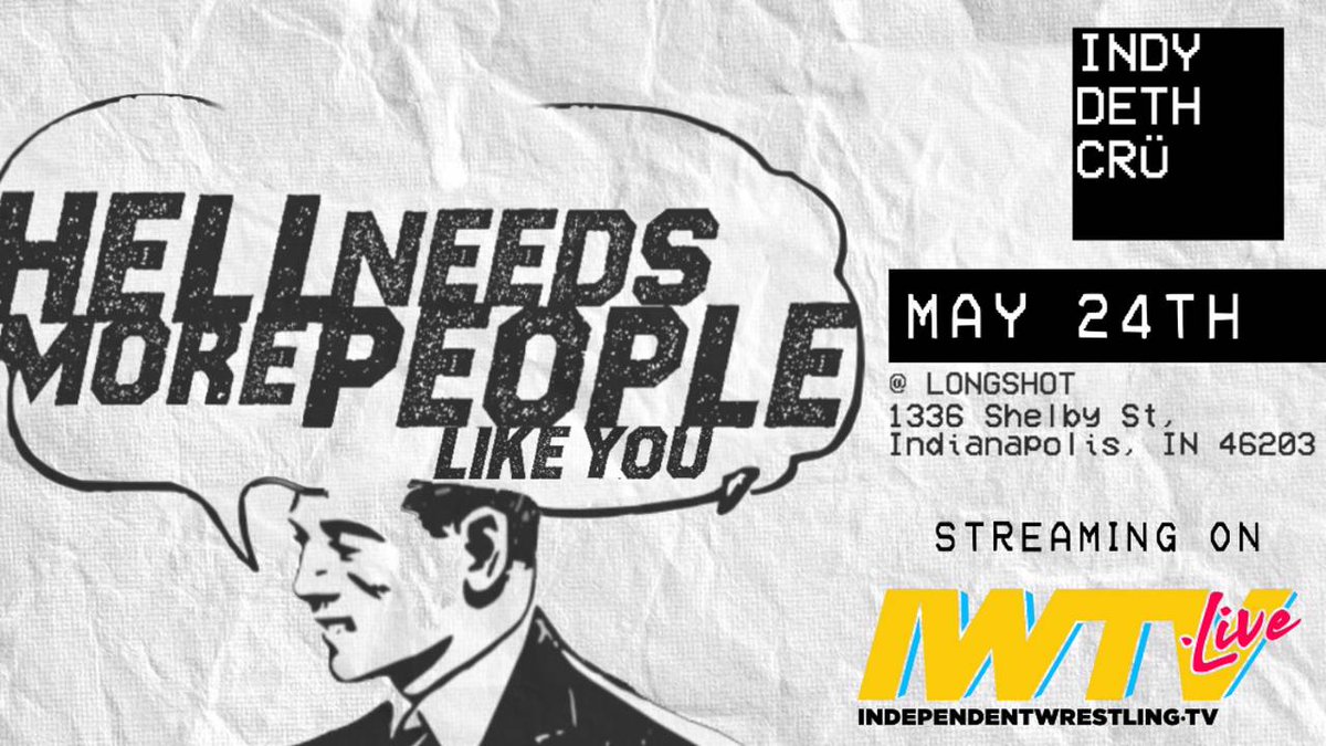 IWTV (@indiewrestling) on Twitter photo Now On Demand
<a href="/IndyDeth/">Deth Crü</a> #HELLIDC
<a href="/HoodFoot418/">HF</a> v <a href="/EricDillinger5/">Eric Dillinger</a>
<a href="/ColeRadrick/">Raddy Daddy</a> v <a href="/DalePatricks/">インディアナポリスのデスマッチ馬鹿</a>
@DeadEndSatuJinn v <a href="/GGJacobs69/">QUEERBILLY</a>
<a href="/tommy_vendetta/">“The Lovable Psychopath” TOV</a> <a href="/TheprocessMM3/">Malcolm Monroe III</a> v <a href="/RanWestWrestlin/">The Tough Broad!</a> <a href="/SchwartzyMMHMM/">⚙️ GM Schwartz ⚙️</a>
+ <a href="/SeanCxmpbell/">SEAN CAMPBELL</a> <a href="/HardwayHeeter/">HardwayHeeter</a> <a href="/CarnivoreRhor/">Remington Rhor</a> & more!
independentwrestling.tv/player/DBvGb3g… Now On Demand
<a href="/IndyDeth/">Deth Crü</a> #HELLIDC
<a href="/HoodFoot418/">HF</a> v <a href="/EricDillinger5/">Eric Dillinger</a>
<a href="/ColeRadrick/">Raddy Daddy</a> v <a href="/DalePatricks/">インディアナポリスのデスマッチ馬鹿</a>
@DeadEndSatuJinn v <a href="/GGJacobs69/">QUEERBILLY</a>
<a href="/tommy_vendetta/">“The Lovable Psychopath” TOV</a> <a href="/TheprocessMM3/">Malcolm Monroe III</a> v <a href="/RanWestWrestlin/">The Tough Broad!</a> <a href="/SchwartzyMMHMM/">⚙️ GM Schwartz ⚙️</a>
+ <a href="/SeanCxmpbell/">SEAN CAMPBELL</a> <a href="/HardwayHeeter/">HardwayHeeter</a> <a href="/CarnivoreRhor/">Remington Rhor</a> & more!
independentwrestling.tv/player/DBvGb3g…