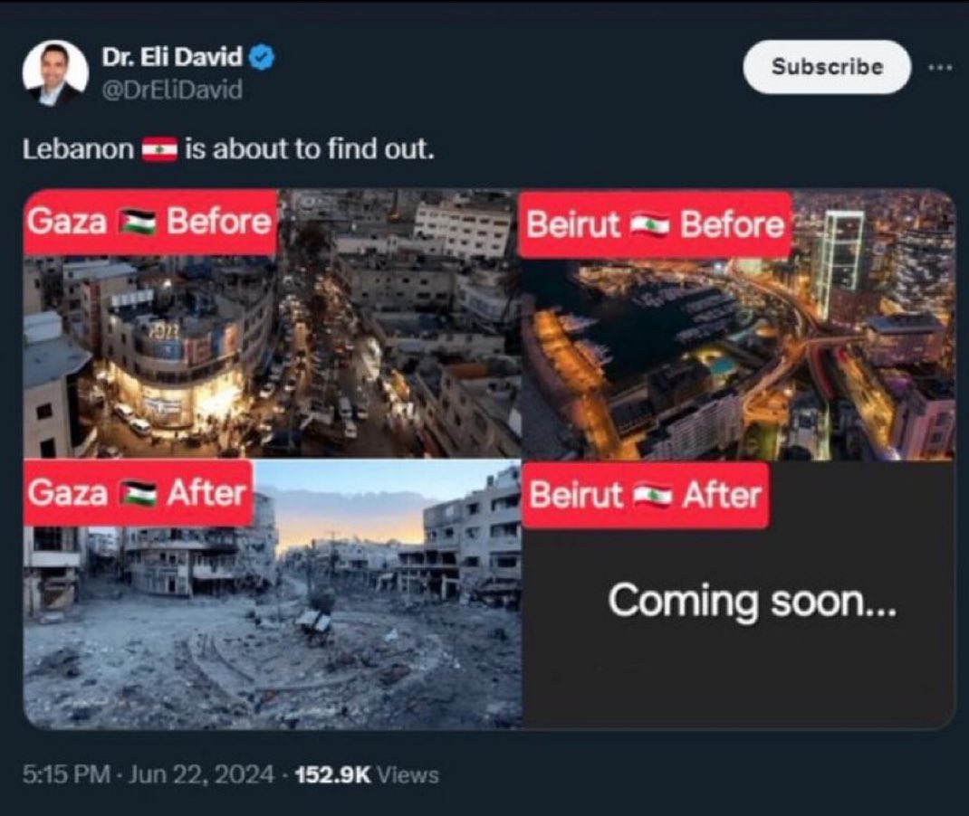 DrLoupis's tweet photo. Jewish terrorist threatening the people of Lebanon. https://t.co/Hr7Ol4lLw6