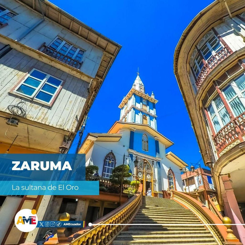 AMEcuador's tweet photo. #AMEsaluda a #Zaruma “La sultana de El Oro” en su bicentenario. 🎉
Al celebrar 200 años de cantonización enviamos un cálido saludo 🫂 a su alcalde Carlos Aguilar y a toda la gente de este hermoso cantón ubicado en el sur de la costa ecuatoriana.
¡Viva #Zaruma!🥳 https://t.co/Juo0igvucO