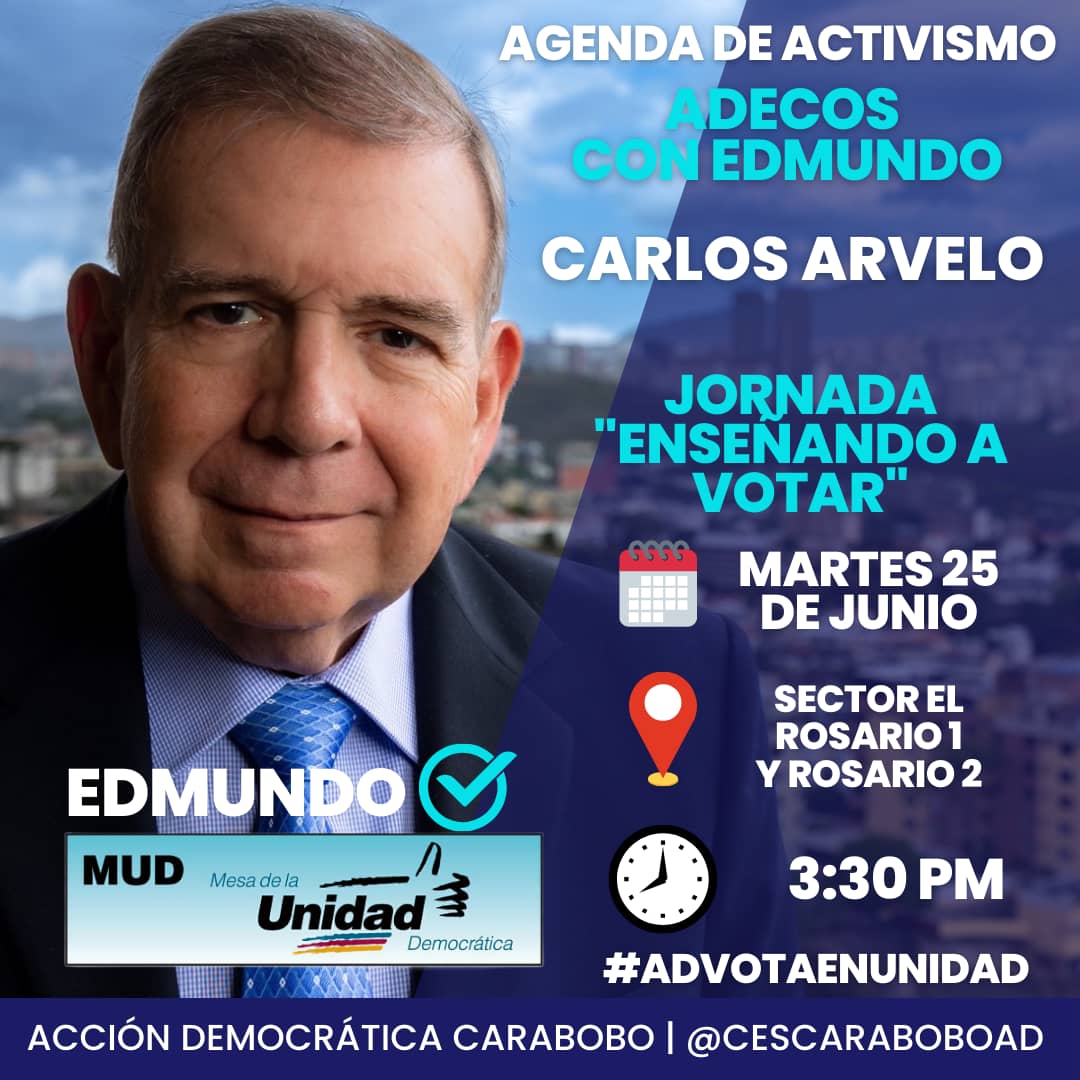 Martes #25Junio El CEM del Municipio Carlos Arvelo de #ADEnResistencia en jornada de "Enseñar a Votar" 
#ADecoConEdmundo 
#ADecosEnUnidad 
#ADCarlosArvelo
#ADCarabobo
<a href="/CesCaraboboAD/">AD CARABOBO</a>