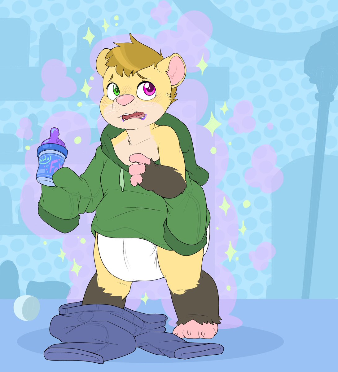 Looks like Pan didn’t listen to Wonkas warning he told to the tour group about trying any of the prototype candies on the shelves. 

Art done by the awesome <a href="/BubblePuppers/">Bubblepup</a>