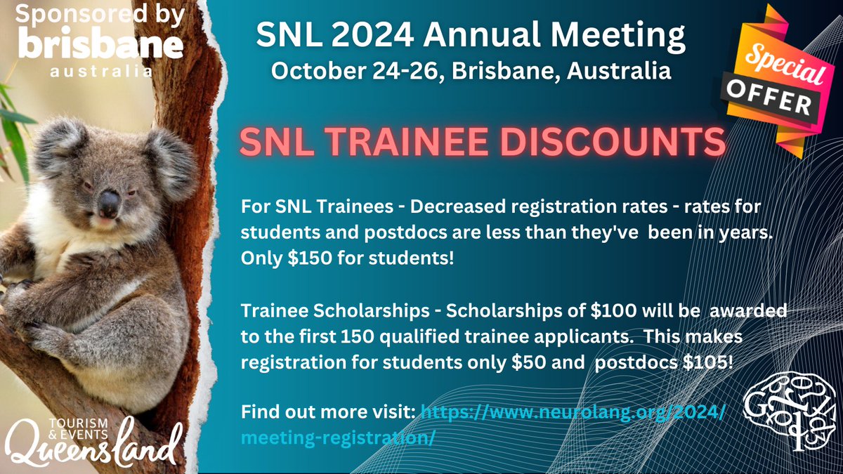 #SNL2024 Annual Meeting | Trainee Discounts!

DON'T MISS OUT! The first 150 qualified trainee applicants will receive $100 scholarships!!

Learn more: bit.ly/3XeIJHs