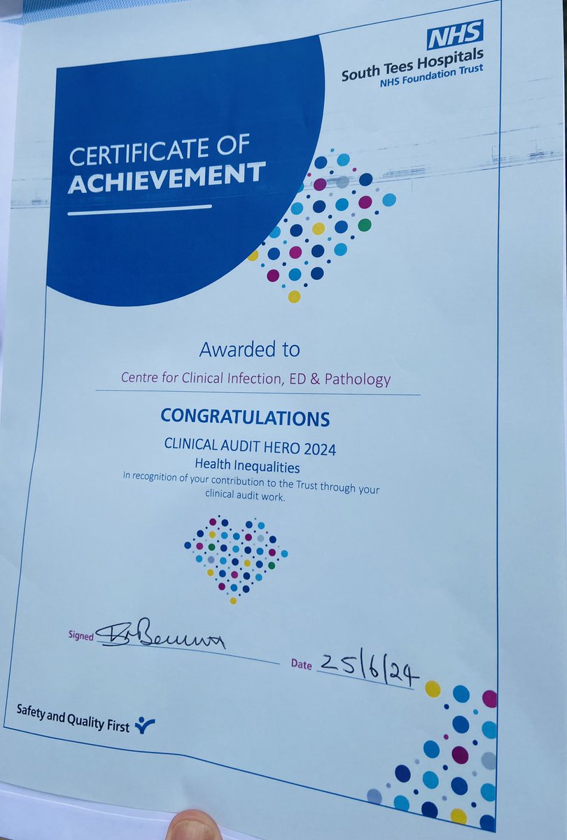 Tees Valley Research Alliance (@tvraresearch) on Twitter photo Today the BBV project won the Clinical Audit Hero award for Health Inequalities. Congratulations to the team, a true collaboration between ED, Infectious Diseases and Pathology. Thank you everyone for your hard work. Looking forward to the publications 👏 <a href="/TVRAResearch/">Tees Valley Research Alliance</a> <a href="/SouthTees/">South Tees Hospitals</a> Today the BBV project won the Clinical Audit Hero award for Health Inequalities. Congratulations to the team, a true collaboration between ED, Infectious Diseases and Pathology. Thank you everyone for your hard work. Looking forward to the publications 👏 <a href="/TVRAResearch/">Tees Valley Research Alliance</a> <a href="/SouthTees/">South Tees Hospitals</a>