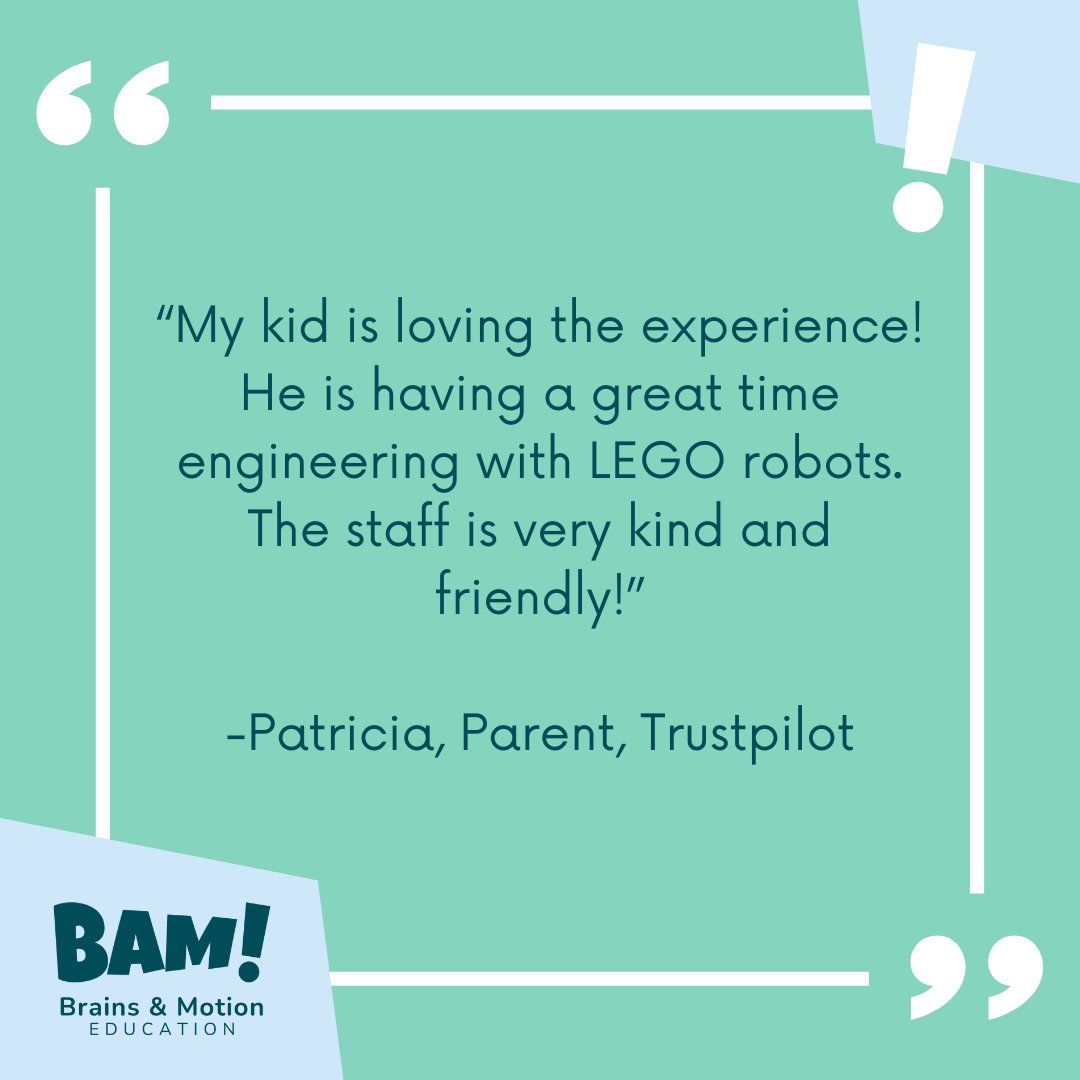 BrainsMotionEdu's tweet photo. Summer is the perfect time for kids to boost their 'bot-making skills. 🤖 Thanks for the shoutout, Patricia! 📣

There's still time for your child to join the fun, but camps continue to fill up daily. Visit https://t.co/XP1zfb9jIB to find a BAM! location near you. https://t.co/YJqL2p3OOb