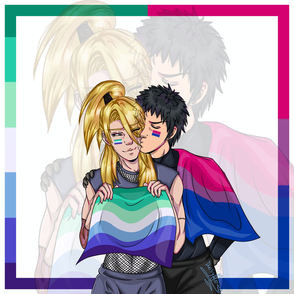 Still made it in time 🤭 #Tobidei #Obito #Deidara #PrideMonth #art, image size:1200x1200