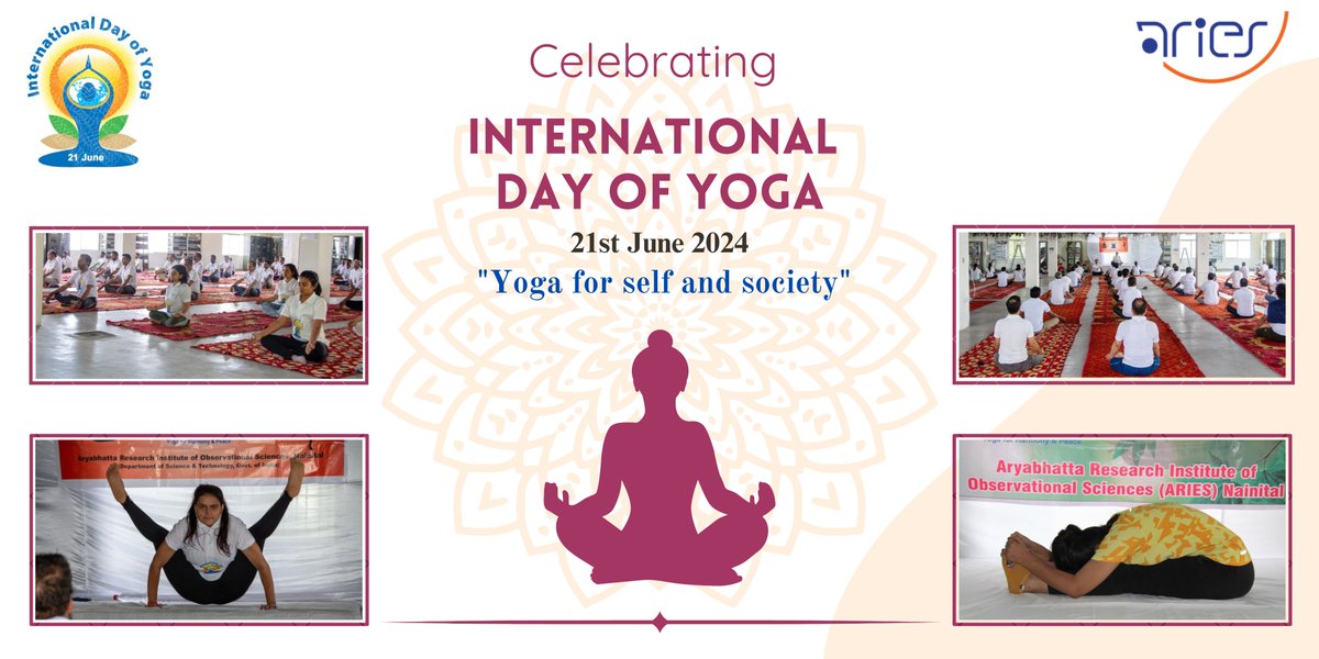 ARIESNainital's tweet photo. Glimpses from celebration of #InternationalDayofYoga on 21 June @ ARIES's Manora Peak & #Devasthal Observatory campuses @ #Nainital for students, staff & their families. Heartening to see the enthusiasm for #Yoga.
#IDY2024 #InternationalYogaDay #YogaForSelfAndSociety #YogaForAll https://t.co/of8lZE9yw1