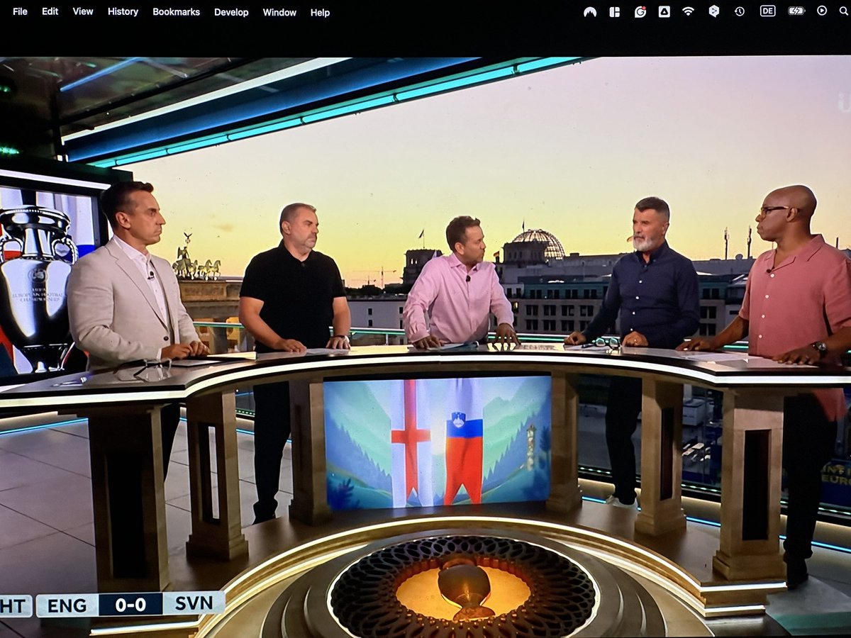 WhitlamsBerlin's tweet photo. Watching the ITV footage of the England game. The pundits’ studio set is where Albert Speer’s office used to be. https://t.co/CnRanLPAn9
