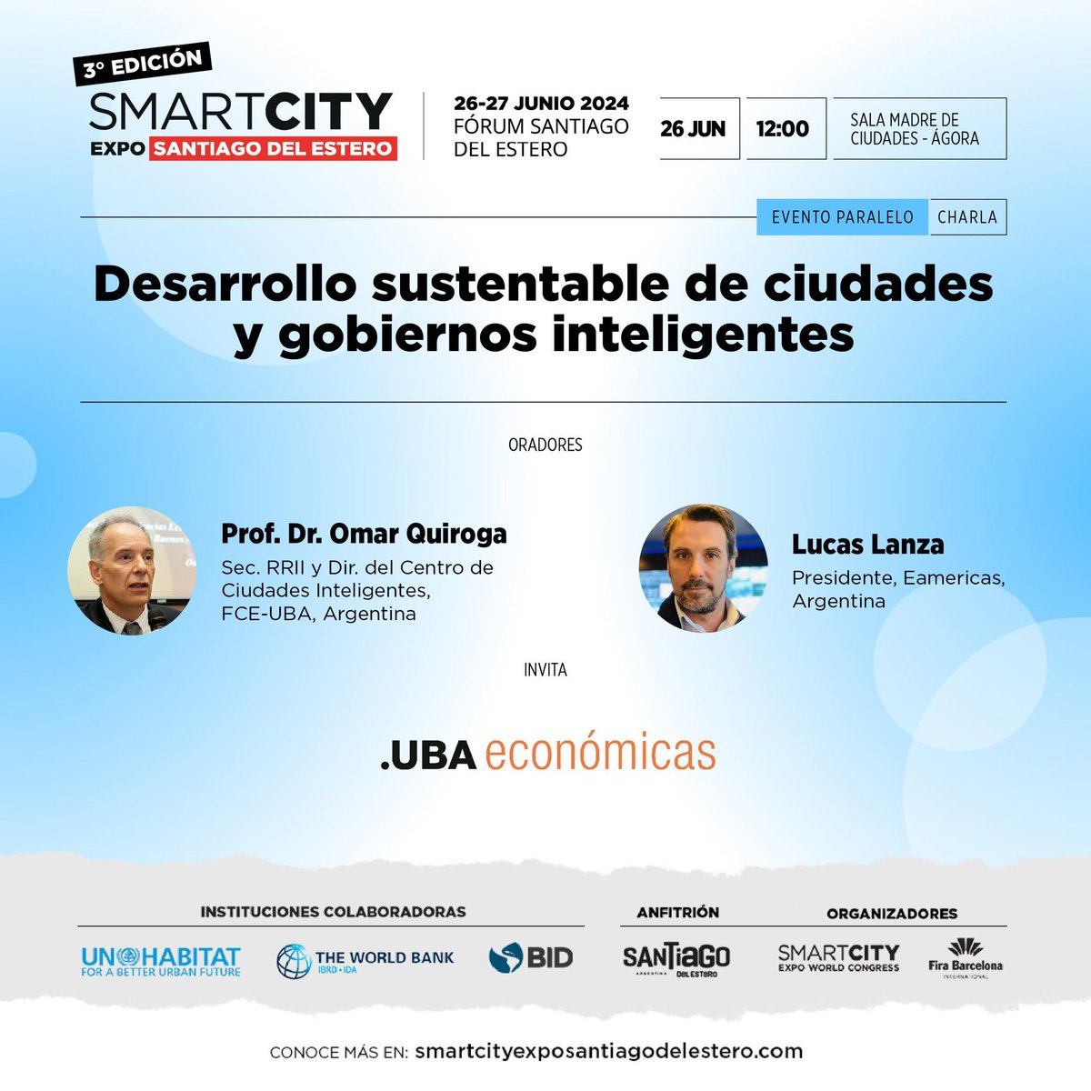 lucaslanza's tweet image. Mañana estaremos en SmartCity Expo @SCE_S_DelEstero junto a @omarquiroga1 disertando sobre Desarrollo sustentable de ciudades y gobiernos inteligentes. Nos vemos! 

Más info en smartcityexposantiagodelestero.com

#smartcity
#govtech