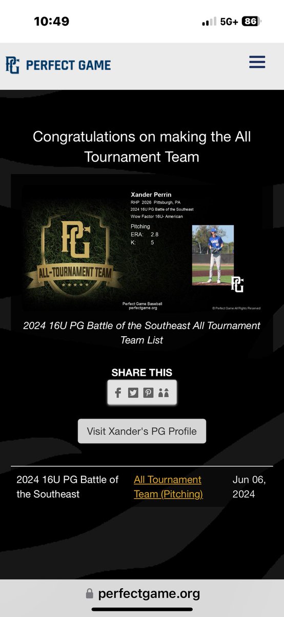 First all tournament team!
<a href="/PG_Tourney/">Perfect Game Tournaments</a>