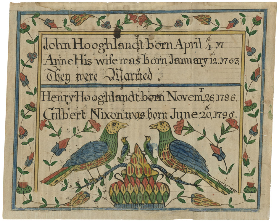 AOTUS11_Archive's tweet photo. Anne Hooghlandt, wife of Revolutionary War veteran John Hooghlandt, filed this vibrant illustrated family record as proof of her relationship to John for her widow’s pension. For more historical veteran records, visit https://t.co/gvKbuHxetu https://t.co/98uWJI2yKk