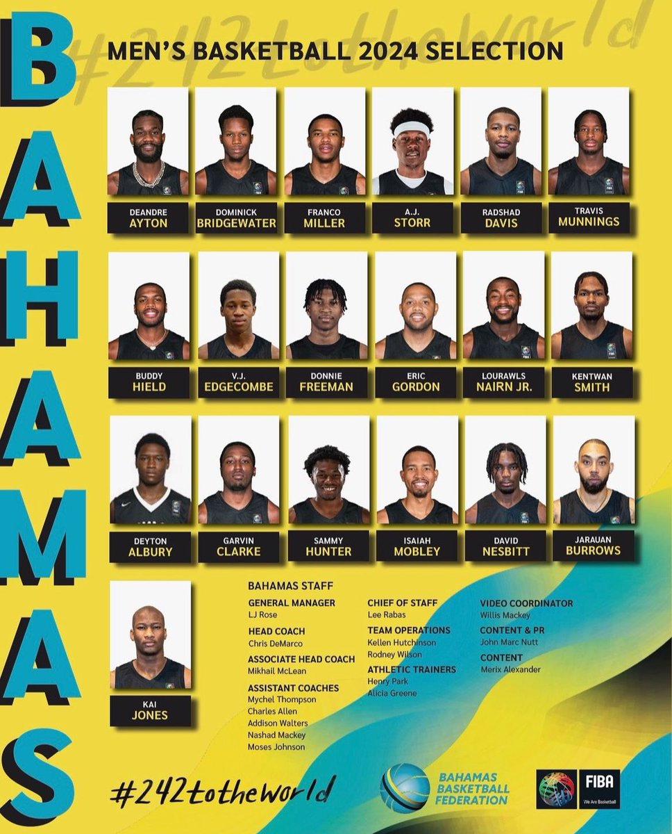 OurNewsRev's tweet image. MEET TEAM BAHAMAS: The team will compete next week in the FIBA Olympic Qualifying Tournament.🇧🇸💪🏾🏀🔥