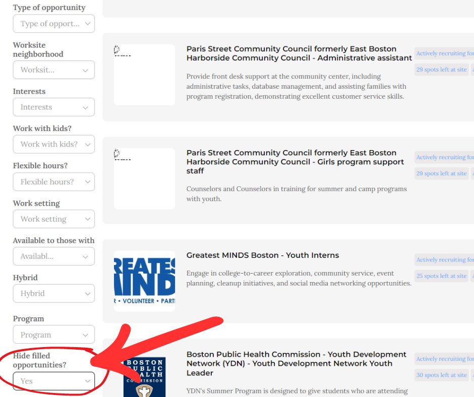 City agency jobs are filled, however, grant jobs are still available for you to apply on Boston.gov/futurebos! You can filter jobs by "hiding" filled opportunities!!!