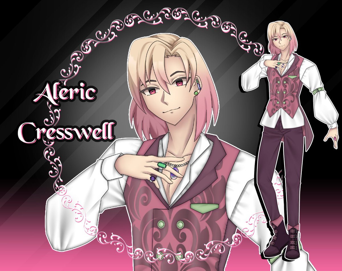 Here's our last LI: Aleric Crestwell!

As a turned vampire and smooth talker, Aleric is often found weaving in and out of Crestbel as he wishes. Holding a keen interest in teaching MC how to adapt new life as a vampire, they would often result in casual banter. #SanguineVowsVN