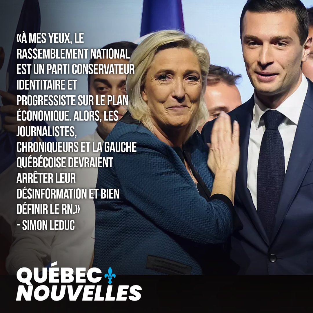 QCNouvelles's tweet photo. «Tous les médias de masse occidentaux estiment que le parti de Marine Le Pen est d’extrême droite. Est-ce que ces derniers ont raison dans leur affirmation? Allons voir cela de plus près.»

« Le RN est d’extrême-droite » : vraiment?
https://t.co/uXtwsrKIeR https://t.co/06hOFY1yZk