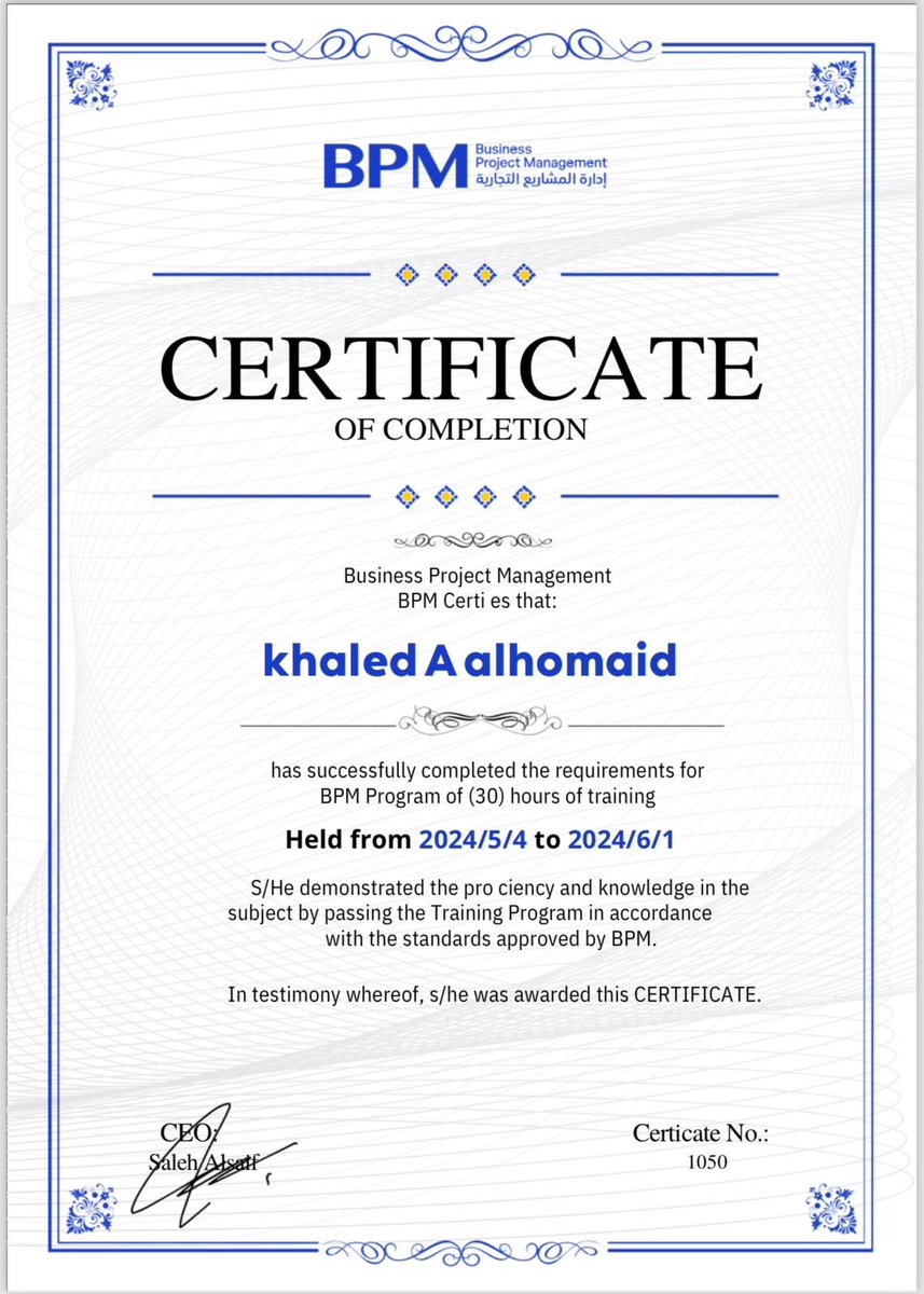 khomaid77's tweet photo. بفضل من الله وتوفيقه..🌷

حصلت على شهادة إتمام برنامج إدارة المشاريع التجارية من BPM 
وقد كان هذا البرنامج فرصة عظيمة حقيقةً لتنمية مهاراتي في مجال الأعمال ، وإثرائي بمعلومات ثمينة عن التخطيط السليم في إدارة المشاريع والتعامل مع التحديات والمخاطر في مجال الأعمال ؛ مما سيساهم في المزيد من النجاحات بإذن الله.

كل الشكر للقائمين على هذا البرنامج @BPM_ksa