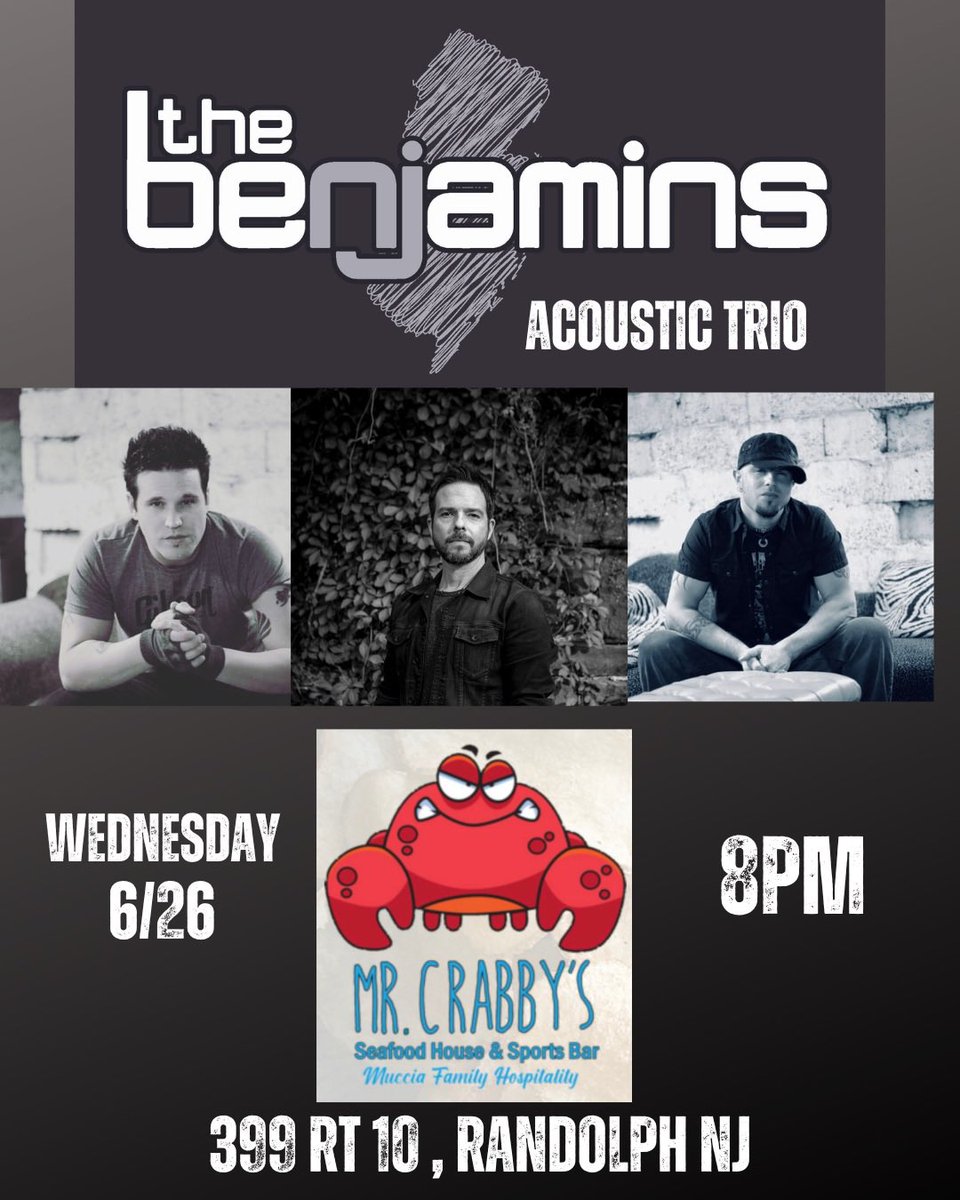 BENJAMINS TRIO TOMORROW NIGHT IN RANDOLPH NJ!
