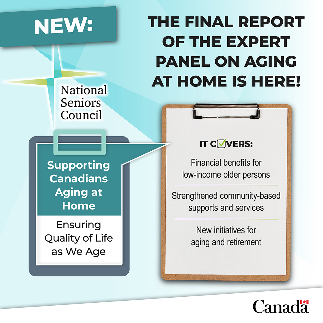 The Final Report of the #NationalSeniorsCouncil Expert Panel is here! It looks into the following for #SeniorsInCanada:
 
Affordability ✅
Accessibility ✅
Availability ✅
Accountability ✅

ow.ly/JrNo50Spzkc
#AgeAtHome 🏠