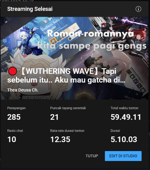 Thea_Deusa's tweet photo. Nyubuh bersama Thea (lagi). Ternyata terakhir event tuh bukan hari ini ya hehe. Makasih yang udah nemenin sampe pagi yaa! Mimpi indah semuanya!
Watch the replay here!
https://t.co/rzg9seMQHy
#deustream #wutheringwaves #vtuber #vtuberid #vtuberuprising https://t.co/ykT8bkKZ7h