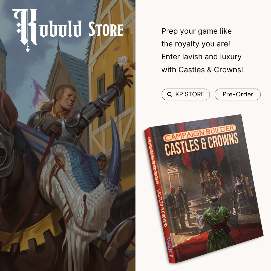 Turn that GM Chair into a GM Throne! Preorder Castles &amp; Crowns and join the thousands of people waiting to bring the regal and royal to their next campaign 👑

🏰: bit.ly/KP-CB-CC