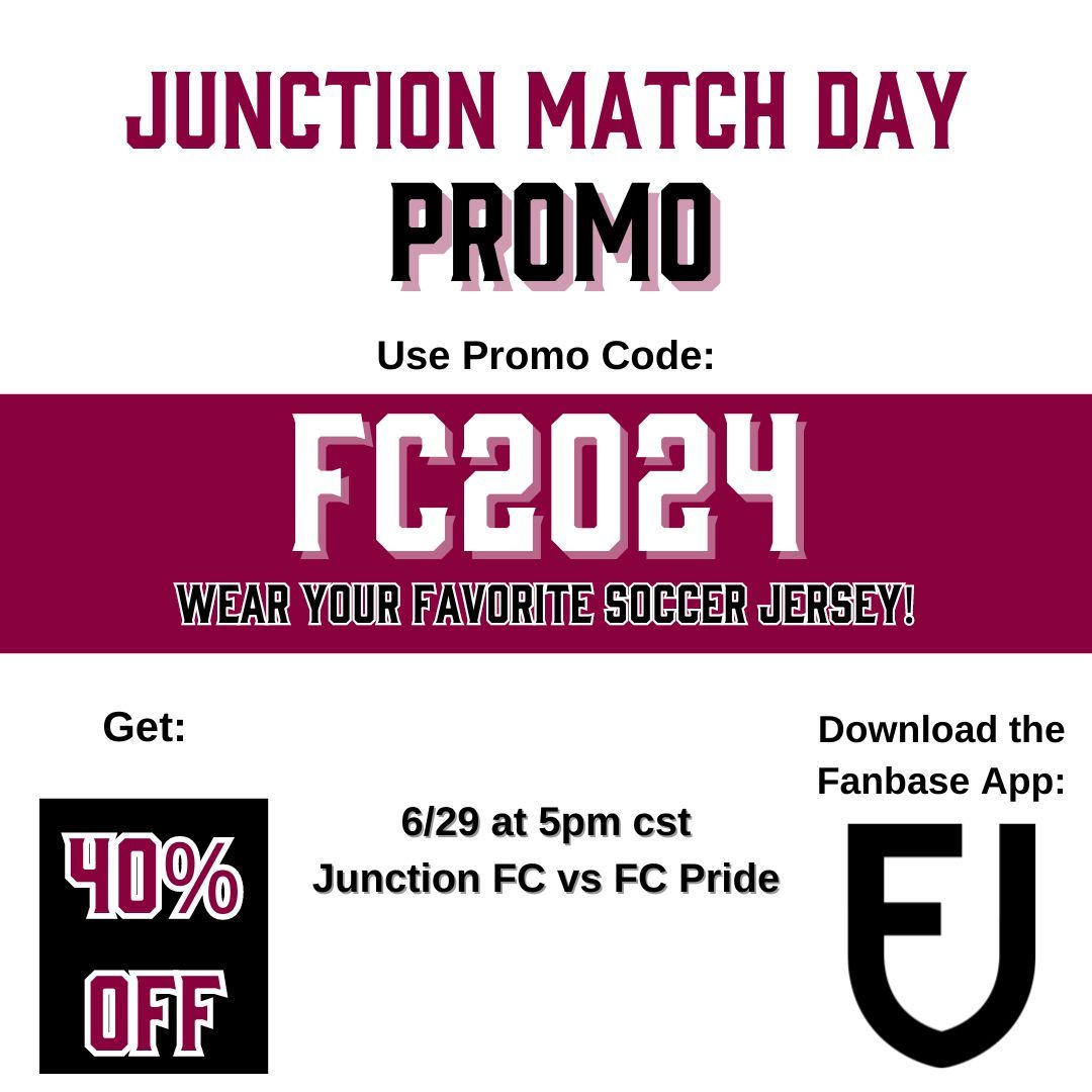JunctionFCIL's tweet image. We are 4️⃣ days away from our HOME MATCH‼️ Use promo code FC2024 to get 40% off of your ticket and come wearing your FAVORITE soccer jersey!! Let’s pack the house!!!!!!🚂🔥⚽️

#MatchDay #JunctionFC #WPSL #AllAboard2024 #HerGameToo #OneGoal #FavSoccerTeam #Jersey #Euro2024