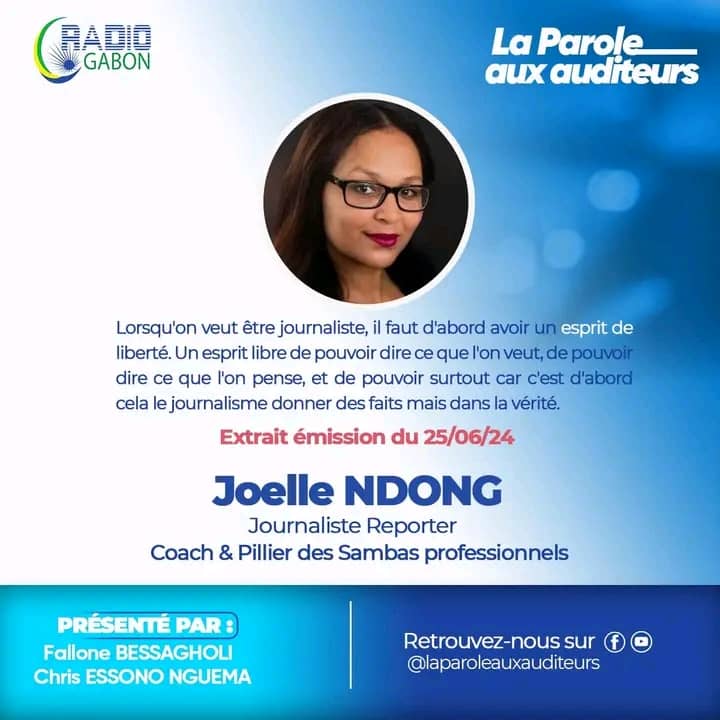 Sambas_Pro's tweet photo. 🟩⬜ Restons câblés sur @radiogabon_off pour des informations limpides.
Merci à notre marraine éternelle @JoelleNdong pour ces éclaircissements lors de ton passage sur #LaParoleauxAuditeurs .

#10eedition 
#sambasprofessionnels2024 
#resilience
#gabon https://t.co/s30gVlmsfX