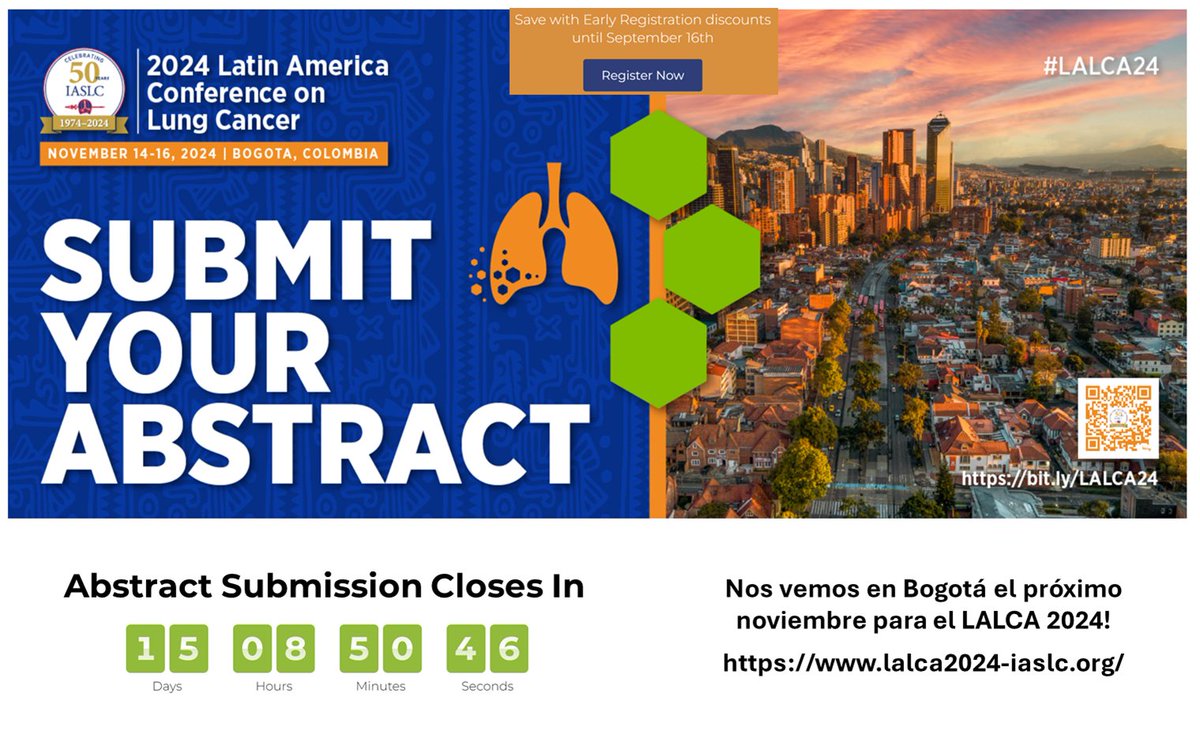 Andres F. Cardona (@andresfcardonaz) on Twitter photo Registration is now open for the LALCA 2024 congress, which offers special prices for students, fellows, and non-medical personnel related to cancer and thoracic oncology. This is a unique opportunity to share and develop knowledge about lung cancer in Colombia and Latin America! Registration is now open for the LALCA 2024 congress, which offers special prices for students, fellows, and non-medical personnel related to cancer and thoracic oncology. This is a unique opportunity to share and develop knowledge about lung cancer in Colombia and Latin America!