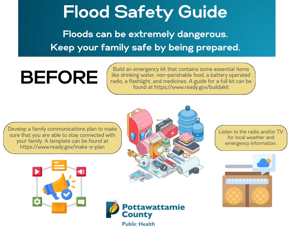 PottCoPHD's tweet image. With the risk of flooding in the coming days, it's important to remember to have a plan. Follow these helpful tips and follow @pottcoema for official updates.
