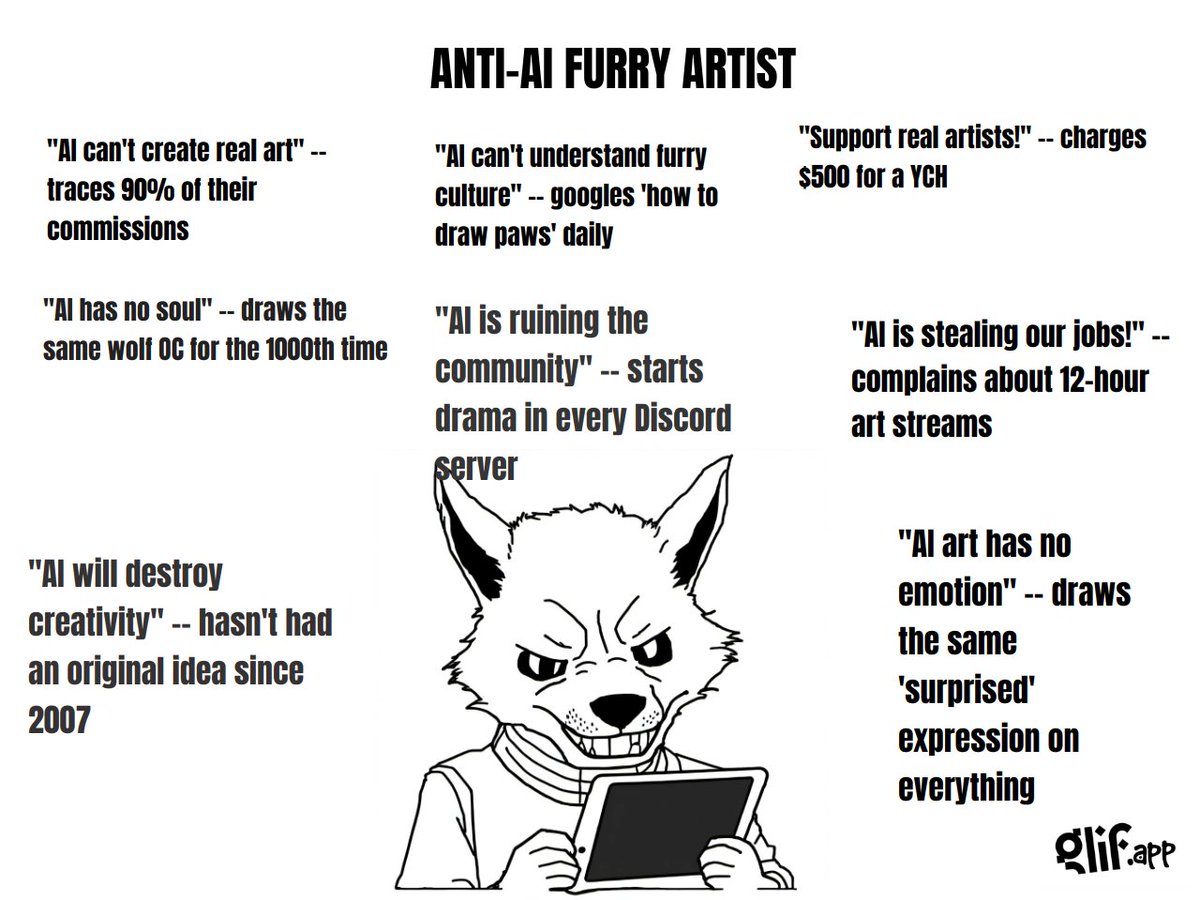 AI roasting anti AI furry artists.