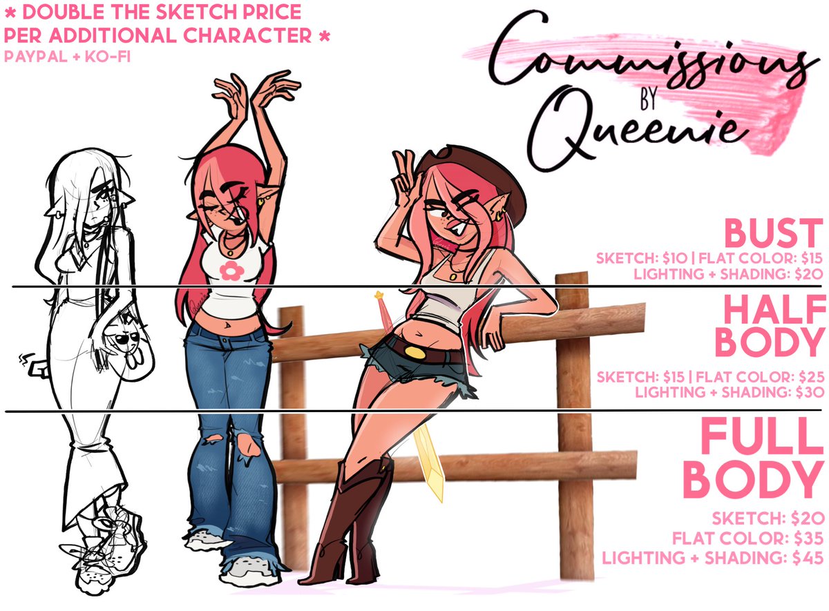 queeniecore's tweet image. Updated my c0mission sheet!