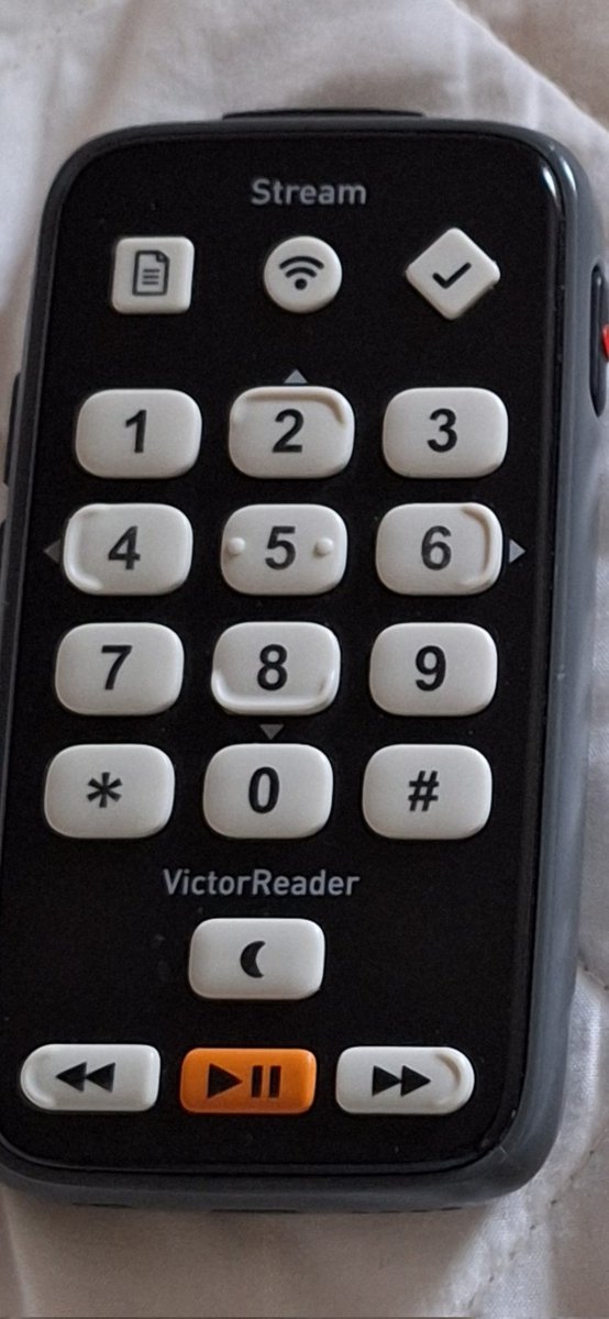 thejeraldnation's tweet photo. @lets_truck  Hey kevin. This is my victor reader stream. It is a talking book player and you use the buttons to navigate books podcasts music anything you want and it speaks to you and reads text files. It has NLS bard where I get all of my audio books. Cool isn't it. https://t.co/lTKD9M7jKw