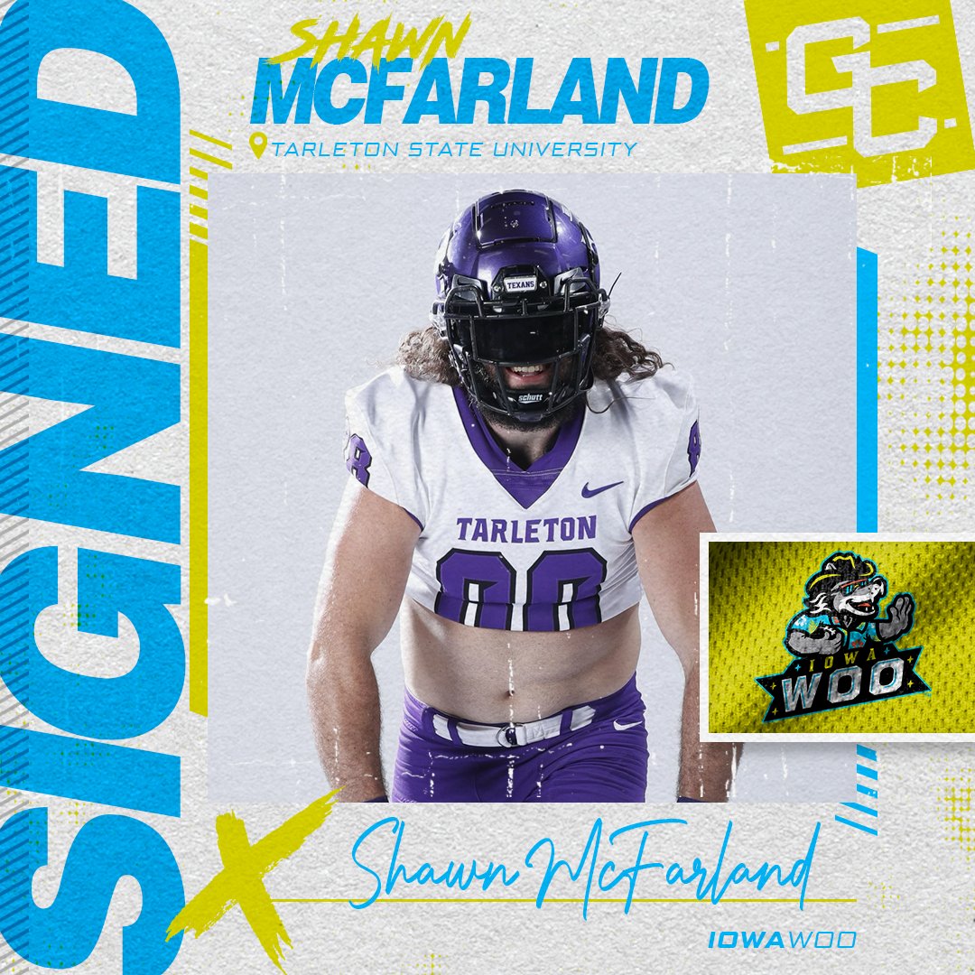 Gridiron_Crew's tweet photo. Congratulations to our #TGCathlete TE Shawn McFarland for signing with the Iowa Woo of the TAL. Shawn brings relentless blocking and a willingness to do anything to Waterloo. #thegridironcrew #TAL #iowawoo #waterloo #iowa https://t.co/CI55CKAq4l