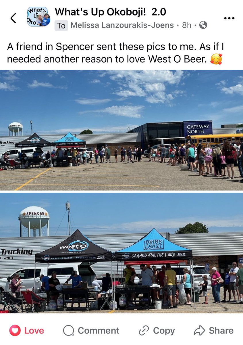 Wow! <a href="/westobeer/">West O Beer</a> team served lunch to more than 600 people in Spencer today. Such compassion for those coping with this devastating flood. Just one more among many reasons to love and support this company. @WeWillCllective