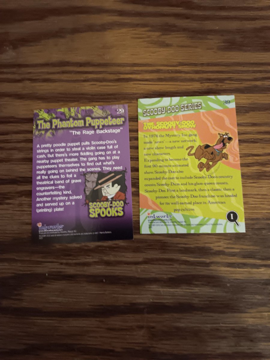 kidwell_sean2's tweet image. Scooby-Doo Spooks (29) The Phantom Puppeteer("The Rage Backstage") &amp;amp; Scooby-Doo Series (39) The Scooby-Doo Dynomutt Show from Inkworks Scooby-Doo! Mysteries And Monsters Premium Trading Cards #tradingcardtuesday