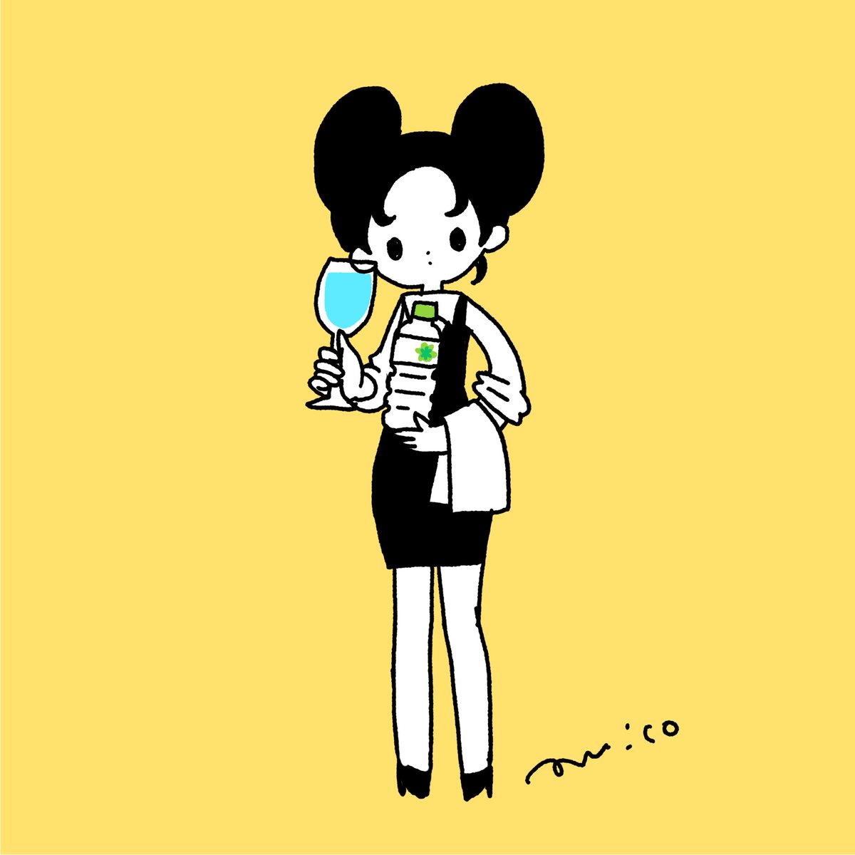 「ごくごくいけるやつでございます。  #水分補給」|paricoのイラスト