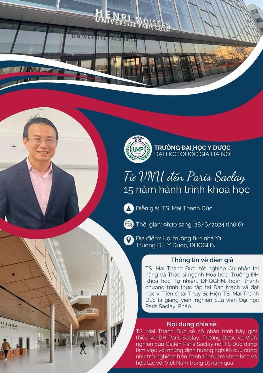 Duc Mai (@maithanhduc) on Twitter photo A seminar at University of Medicine and Pharmacy - Vietnam National University this Friday to give a "trailer" on our <a href="/Pharma_UPSaclay/">Faculté Pharma UPSaclay</a> and <a href="/umr8612/">Institut Galien Paris-Saclay (IGPS)</a>, before a full presentation to be given by the delegation of medicine and pharmacy Paris Saclay this December 2024 in Vietnam A seminar at University of Medicine and Pharmacy - Vietnam National University this Friday to give a "trailer" on our <a href="/Pharma_UPSaclay/">Faculté Pharma UPSaclay</a> and <a href="/umr8612/">Institut Galien Paris-Saclay (IGPS)</a>, before a full presentation to be given by the delegation of medicine and pharmacy Paris Saclay this December 2024 in Vietnam