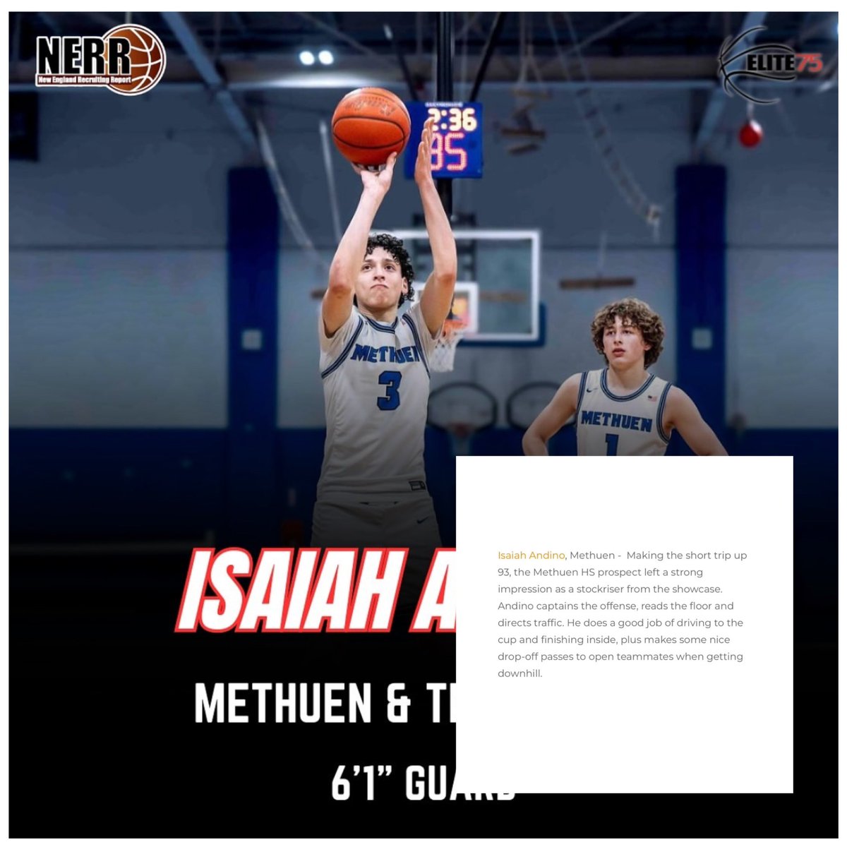 Ian - Holderness , D1 looks and high academic 
Chris -  NMH , High academic D3 looks 
Isiah - Methuen, getting looks D3 

Chris and Ian had big NEPSAC events as well and will be at Avon 

Isaiah good Columbia camp showing 

All had strong showings at NERR !
