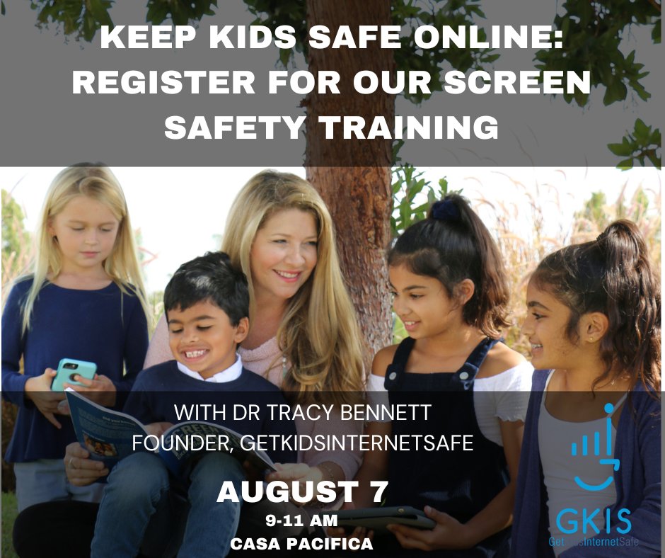 Join us 8/ 2, from 9-11 for Screen Safety Training with Dr. Tracy Bennett, at Casa Pacifica, Camarillo. 
#SCREENSAFETY #MENTALHEALTHTRAINING #TRAINING #SCREENSAFETYTRAINING #CASAPACIFICA #TEENS #CHILDREN #CONTINUINGEDUCATION #CHILDPSYCHOLOGY #CAMARILLO #EDUCATION