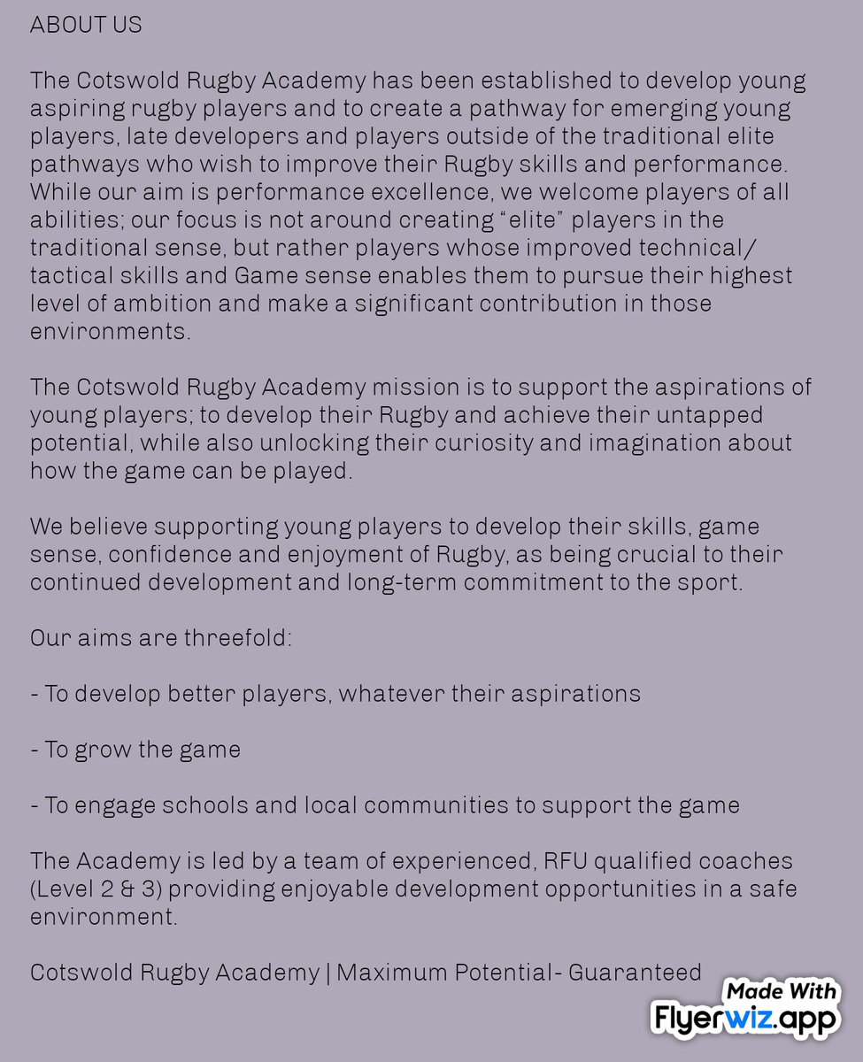 SpeedPowerSport's tweet photo. Cotswold Rugby Academy are excited to launch our Activate program (u12) from Sept '24 in the Chelt/ Glos area @ Oxstalls Sports Park. See poster for details and book ASAP- places filling fast! https://t.co/TsArvaA95w