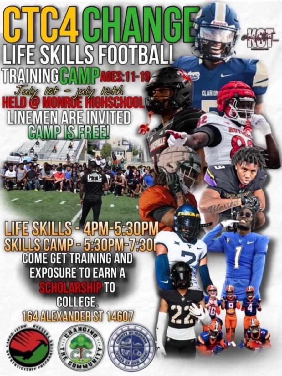 CTC4CHANGE's tweet photo. This camp is First come First serve Starting July 1st-12th.  Come out and compete and get better while learning Valuable Life-Skills… #CTCFAMILY 🌳 https://t.co/OCt0tRmM5t