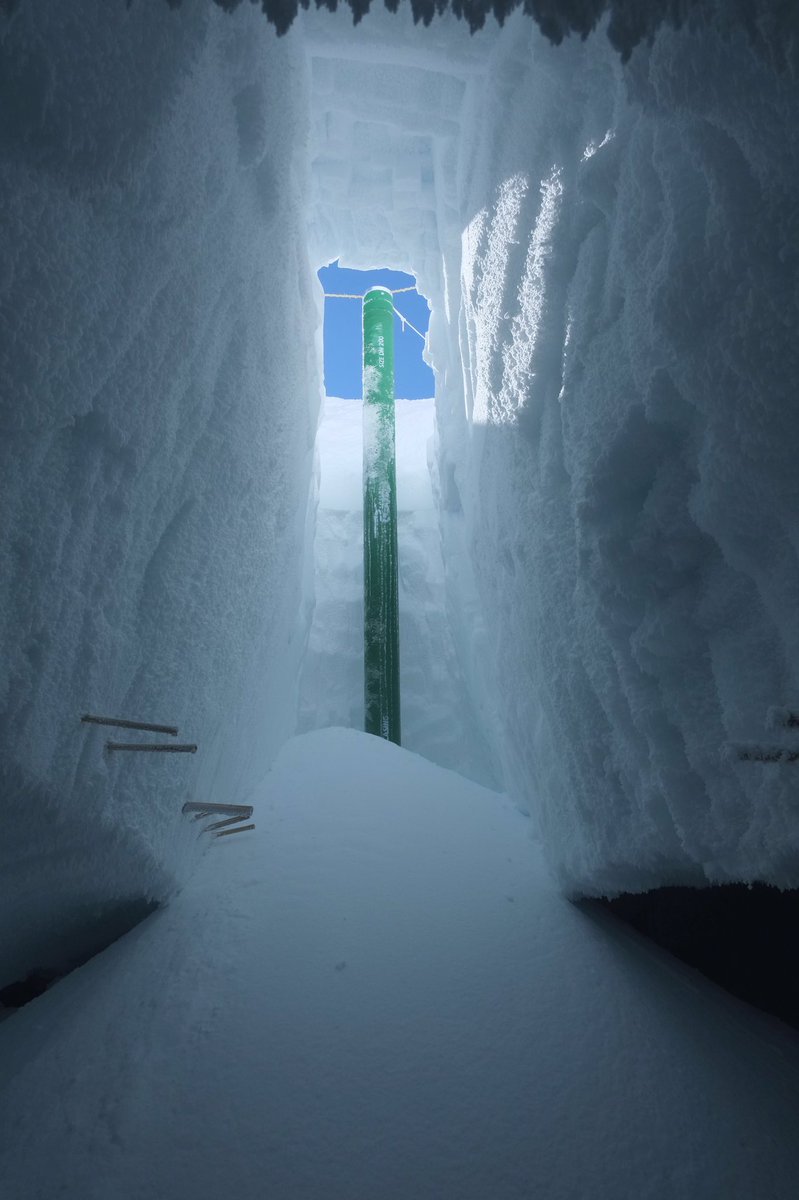 The extended casing reaching surface as seen from the drill trench.
