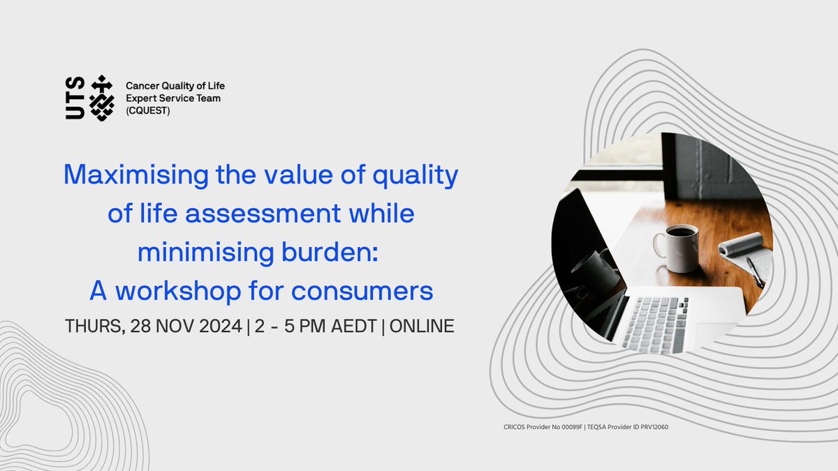 📢 Attention CCTG consumers!

Let’s talk quality of life. We're often asked, why do we measure them? How are these outcomes used? Do they impact the real world?

Join us for this online workshop and get the answers!

For more info &amp; to register: bit.ly/3KVLoyH