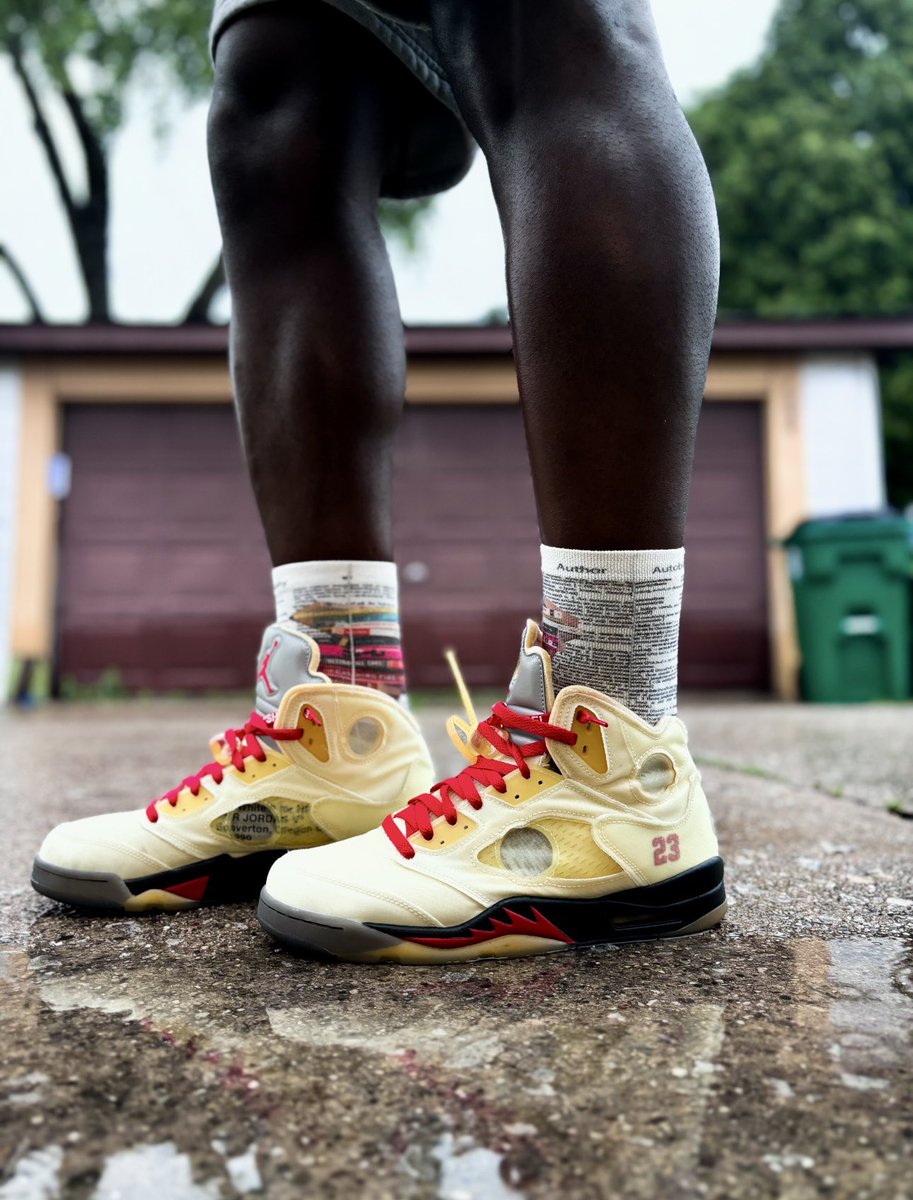 jordan 5 off white on foot