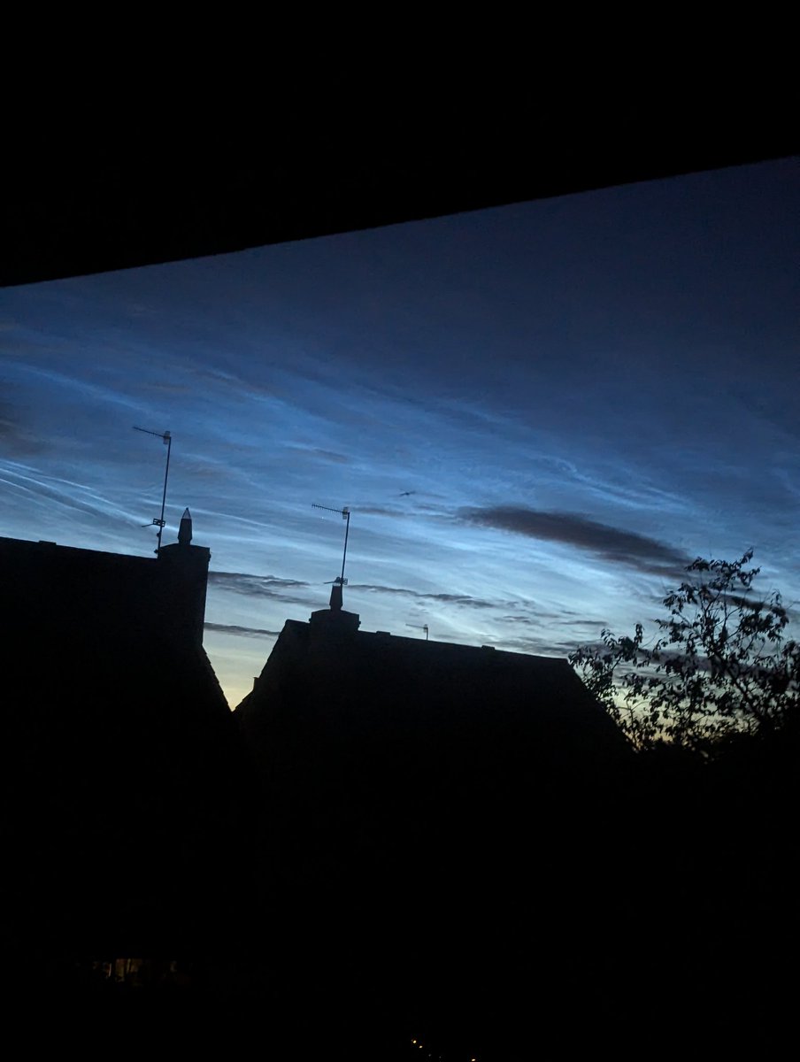 What I think are noctilucent clouds, looking north over Belfast just after midnight. Decent!