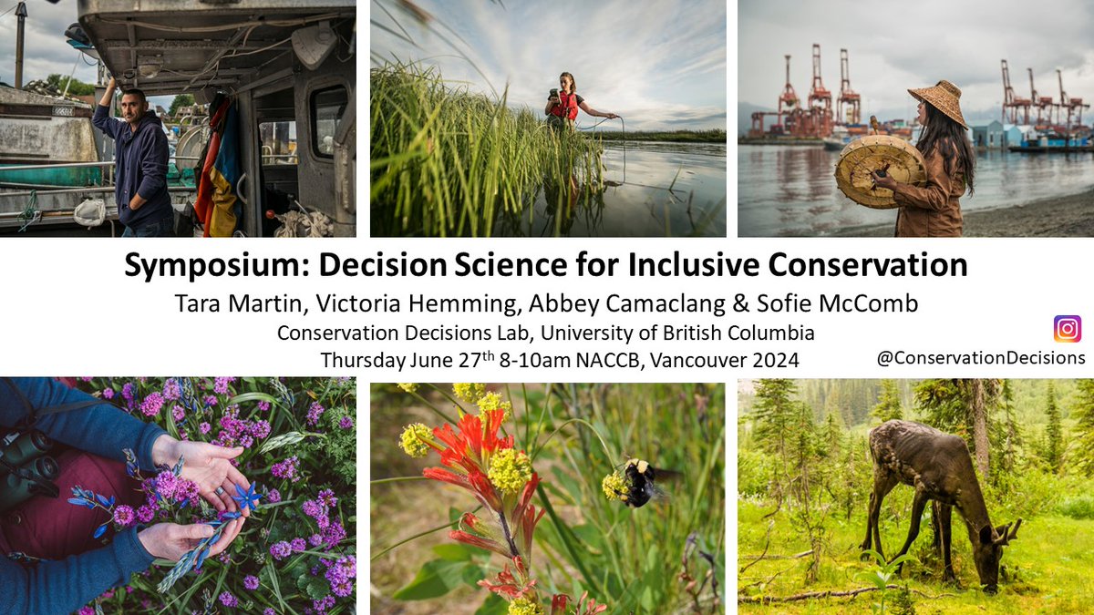 Tara Martin (@taragmartin) on Twitter photo 1/3 Attending #NACCB2024 and want to know more about #DecisionScience and how to apply it to solve complex conservation challenges? Please join our symposium - Decision Science for Inclusive Conservation, Thursday June 27th 8-10am
<a href="/SCBNorthAmerica/">SCB North America</a> @ubcforestry 1/3 Attending #NACCB2024 and want to know more about #DecisionScience and how to apply it to solve complex conservation challenges? Please join our symposium - Decision Science for Inclusive Conservation, Thursday June 27th 8-10am
<a href="/SCBNorthAmerica/">SCB North America</a> @ubcforestry