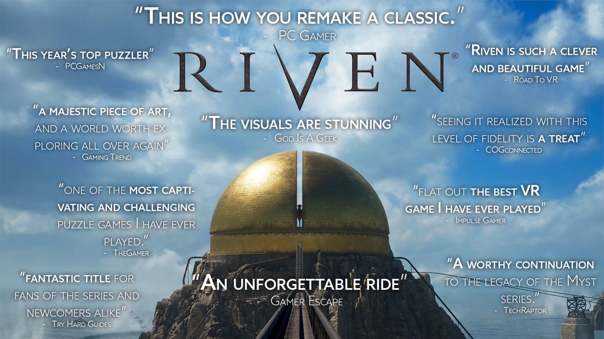 cyanworlds's tweet image. What a day, and what a way to launch this remake into the world... and the stratosphere.

As much as we are proud of it (and we are EXTREMELY proud of it!) we're even more appreciative of y'all...

Thanks so much for your support and if you haven't heard yet- Riven is out NOW! ⤵️