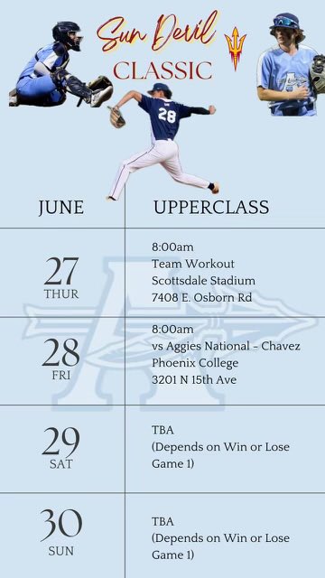 My schedule for this weekends <a href="/BUSShowcase/">Best in the US Showcases</a> Sun Devil Classic #co2025